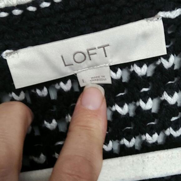 Coastal Chunky Knit sweater vest blk/white striped Buttoned Fisherman Womans L - Picture 6 of 9